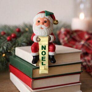 Vintage Santa Claus Shelf Mantel Sitter Stocking Holder Noel Christmas Decor